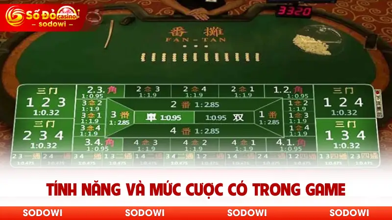 Tính năng và mức cược có trong game